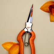 Handmade Japanese Tan Leather Curved Handled Snips - 190mm