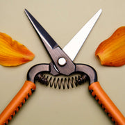 Handmade Japanese Tan Leather Handled Snips - 190mm