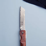 Traditional Japanese Damascus Folding Pocket Knife - Snakewood Handle