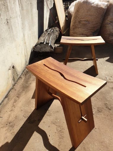Ari Stool by Hiroshi Yamaguchi, 2021, with a sliding dovetail rail