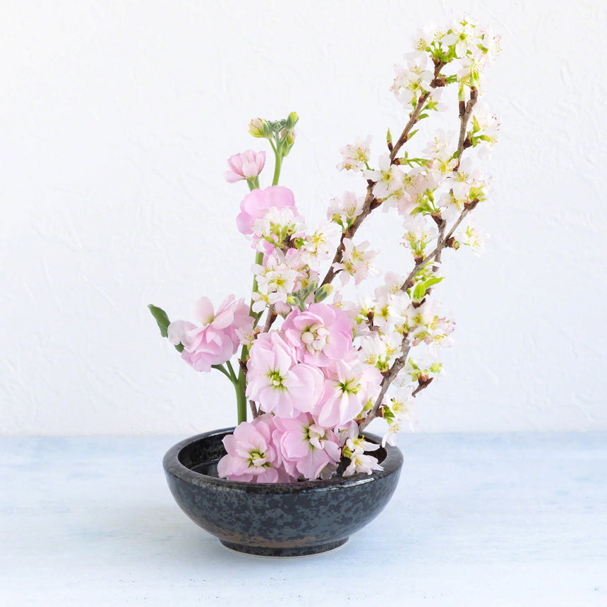 Black and Brown Glazed Ikebana Vase