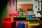 Toyo TWR tool wagon in kimidori green with colourful Toyo toolboxes in a kitchen