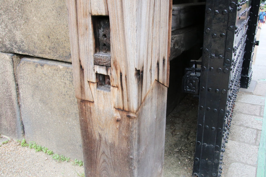 An old temple pillar repaired with a timber splice joint