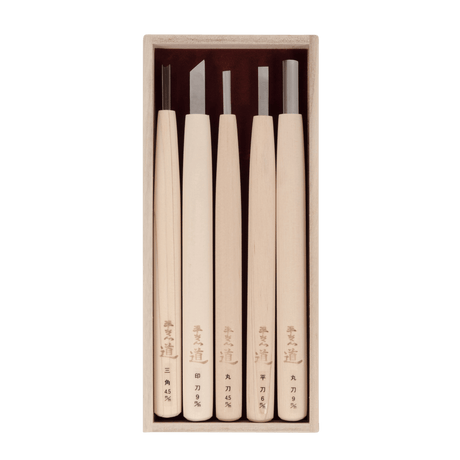 5-Piece Carving Set - Aogami - Carving Sets - Japanese Tools Australia
