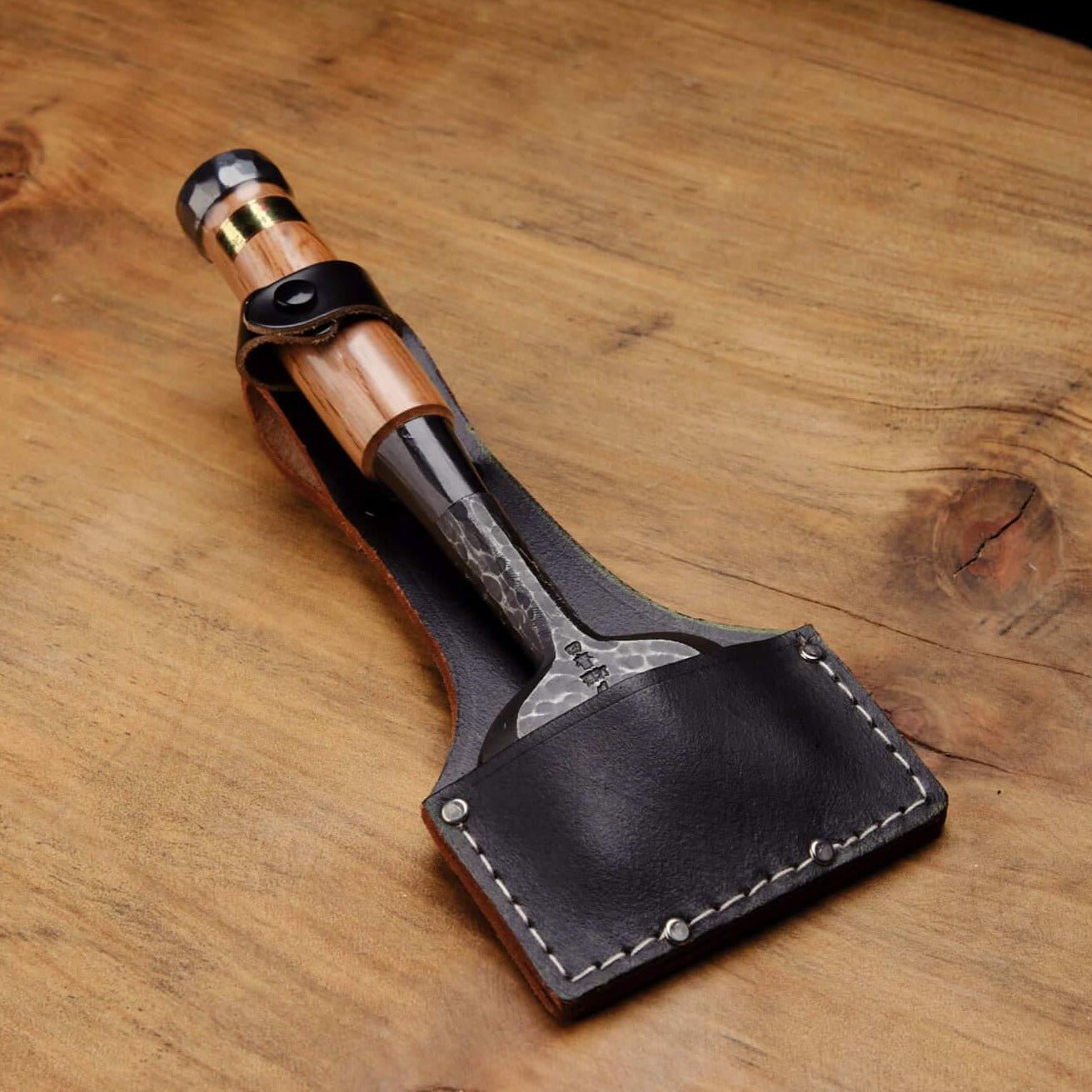 90mm Tsuchime Chisel with Leather Sheath by Tasai-san - Bench Chisels - Japanese Tools Australia