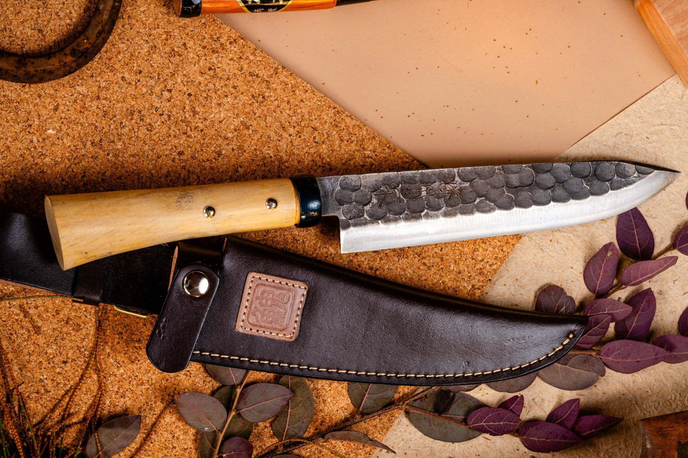 Handmade Outdoor Knife with Leather Sheath - Camping & Outdoors - Japanese Tools Australia