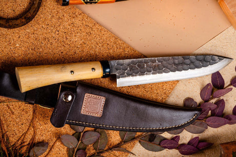 Handmade Outdoor Knife with Leather Sheath - Camping & Outdoors - Japanese Tools Australia