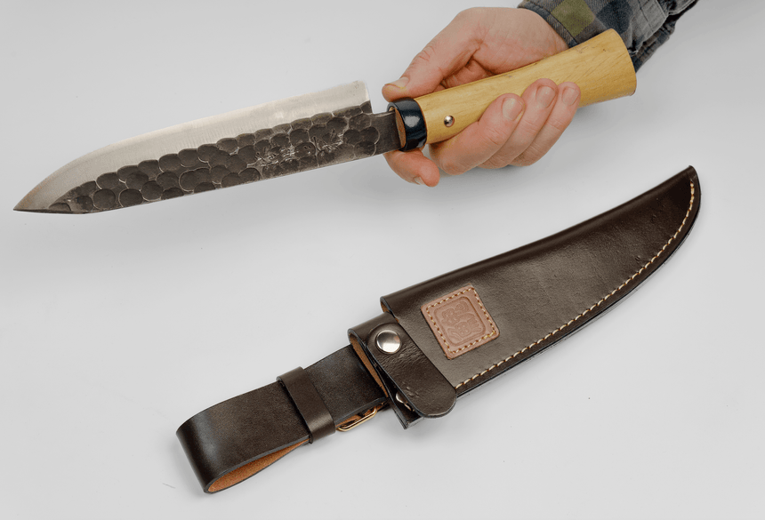 Handmade Outdoor Knife with Leather Sheath - Camping & Outdoors - Japanese Tools Australia