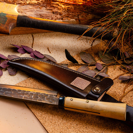 Handmade Outdoor Knife with Leather Sheath - Camping & Outdoors - Japanese Tools Australia