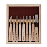 HSS Woodblock Print Chisel Set - 9 Piece - Carving Sets - Japanese Tools Australia