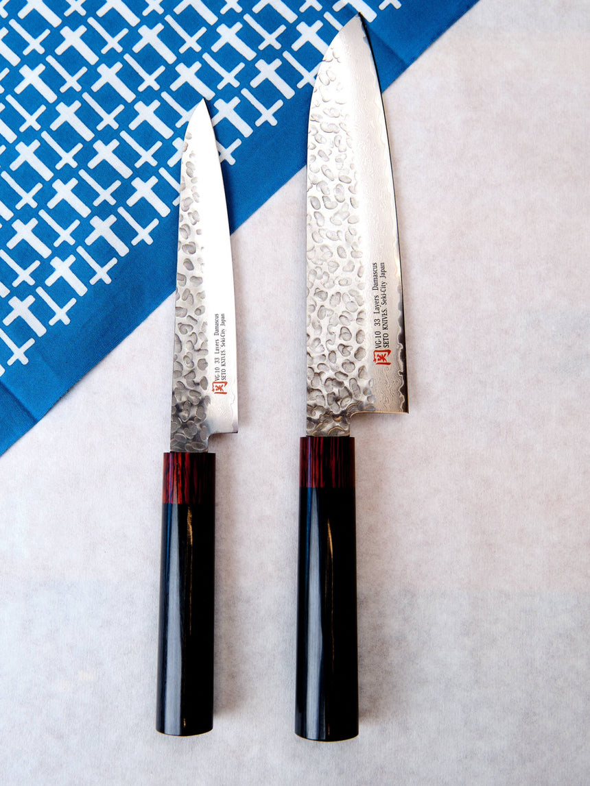 Iseya Damascus Hammered Petty Knife, 150mm - Kitchen Knives - Japanese Tools Australia