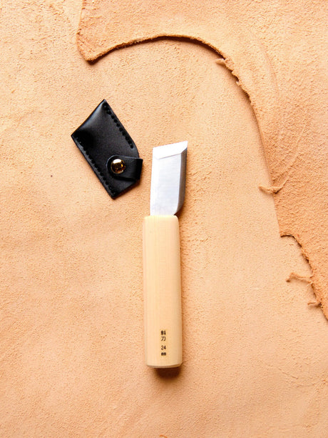 Leather Knife - 24mm Skewed - Syamaru - Leather Working - Japanese Tools Australia