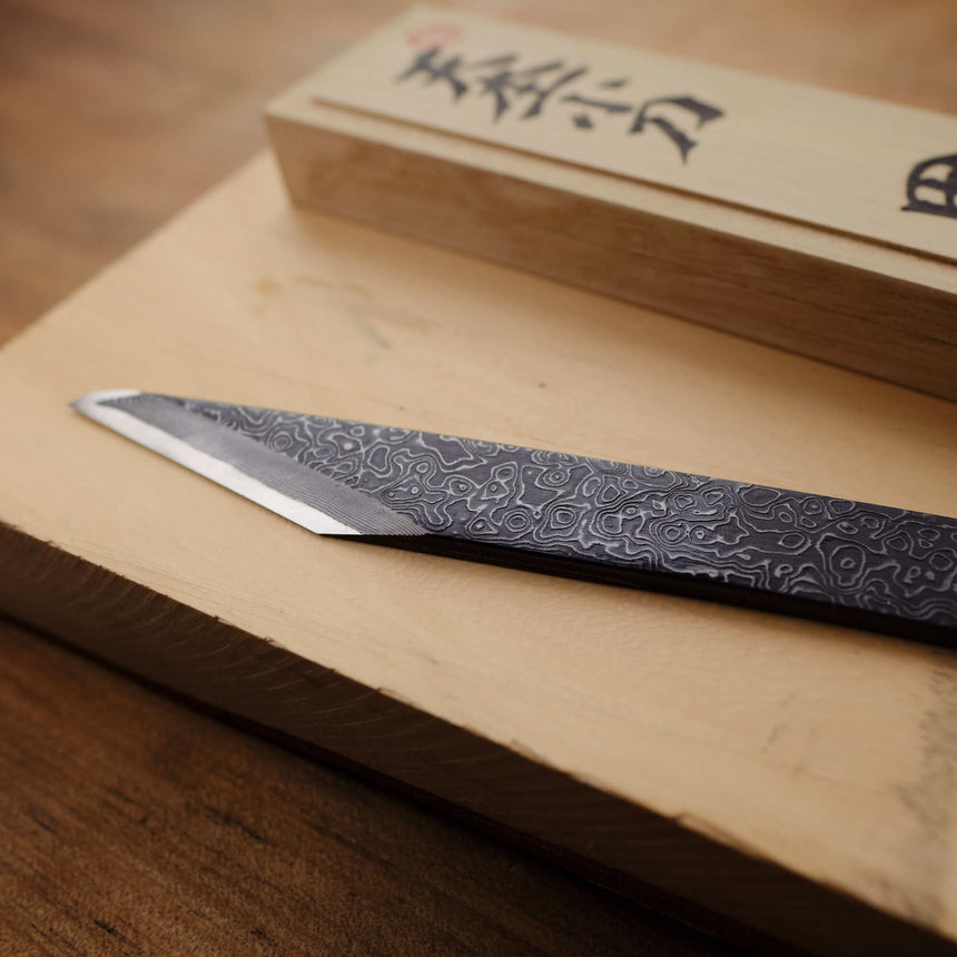 Mokume Damascus Kiridashi by Tasai-san - Marking Knives - Japanese Tools Australia