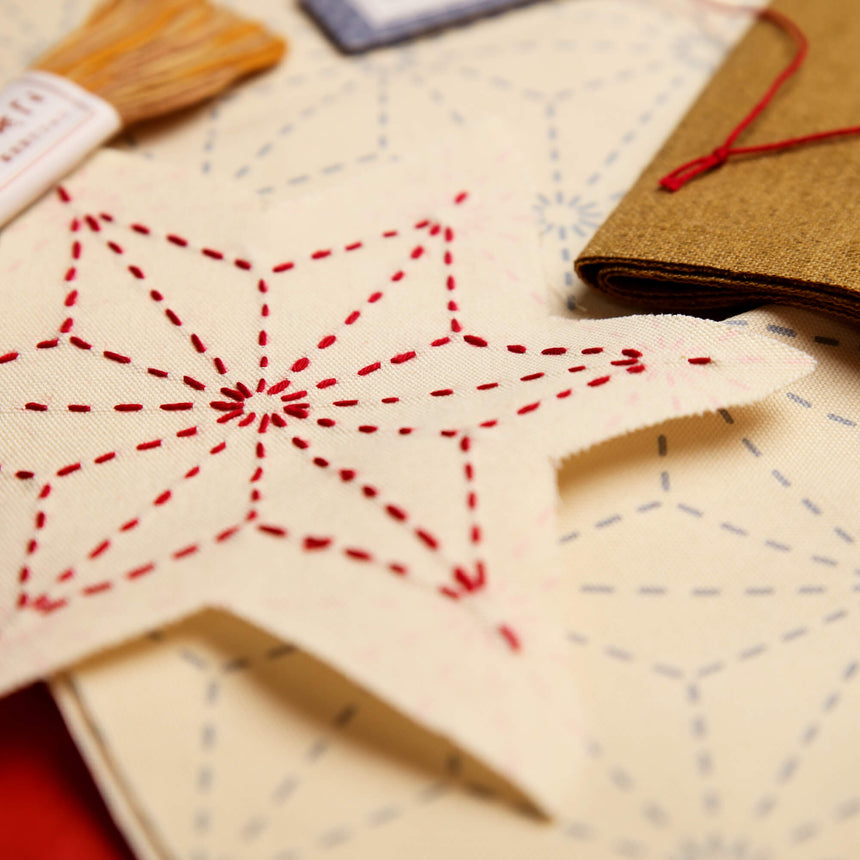 Sashiko Christmas Star Decoration Kit - Textile Tools - Japanese Tools Australia