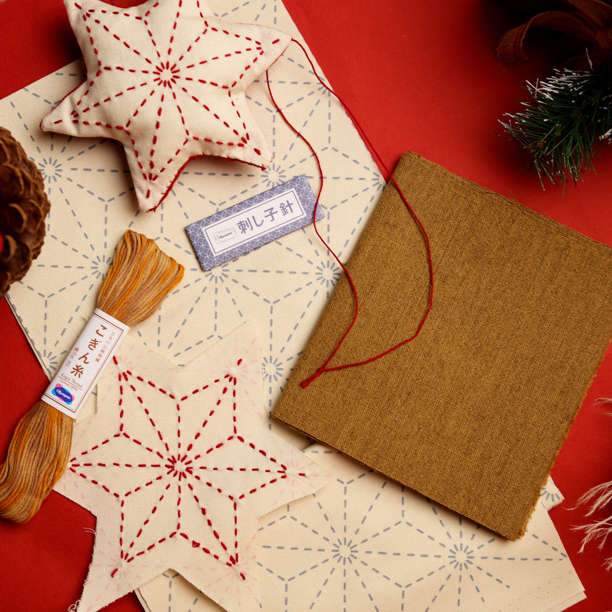 Sashiko Christmas Star Decoration Kit - Textile Tools - Japanese Tools Australia