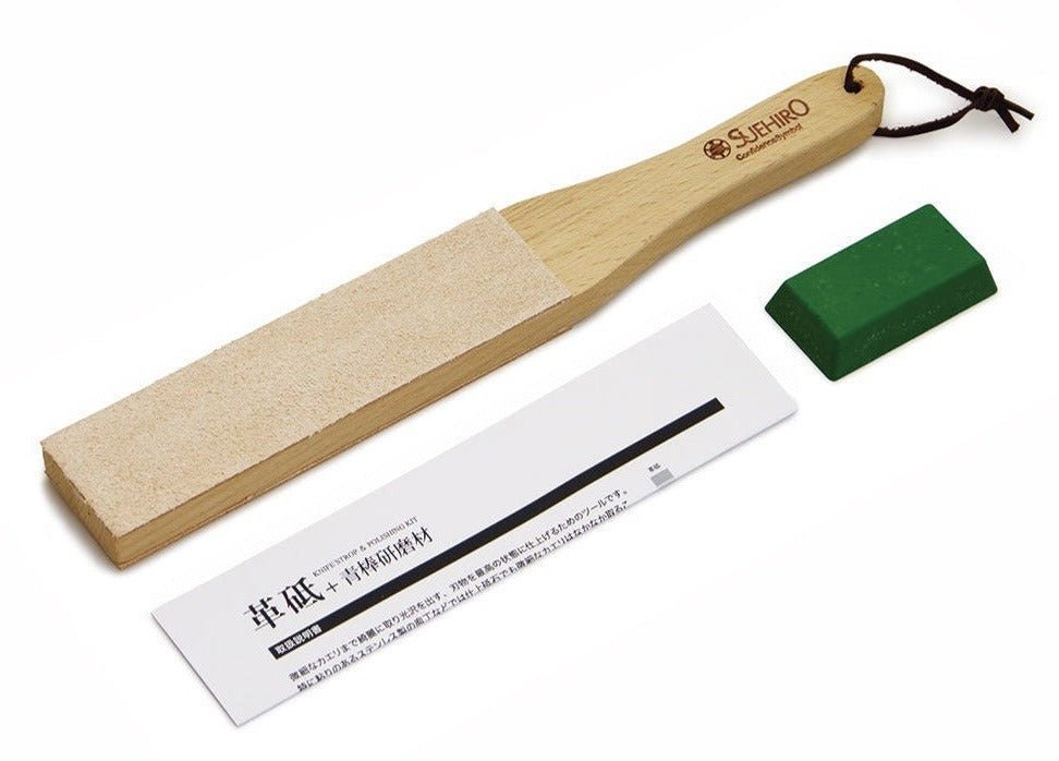 Suehiro Dual Sided Leather Strop & Polish Kit (Short) – Japanese Tools ...