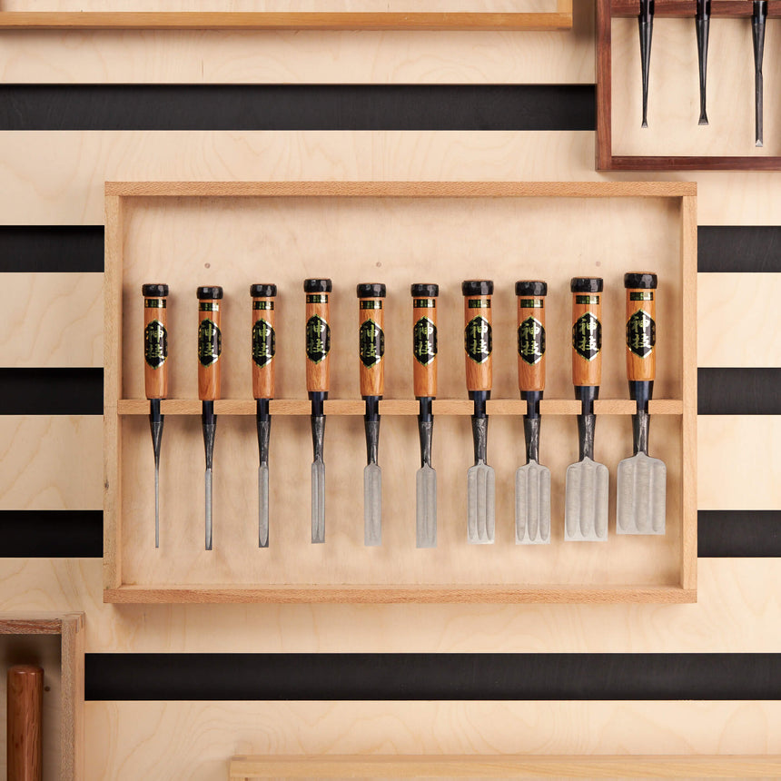 Suminagashi Damascus Bench Chisel Set - Red Oak Handles - Bench Chisels - Japanese Tools Australia
