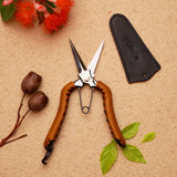 Tan Leather Handled Budding Snips - 200mm - Secateurs - Japanese Tools Australia