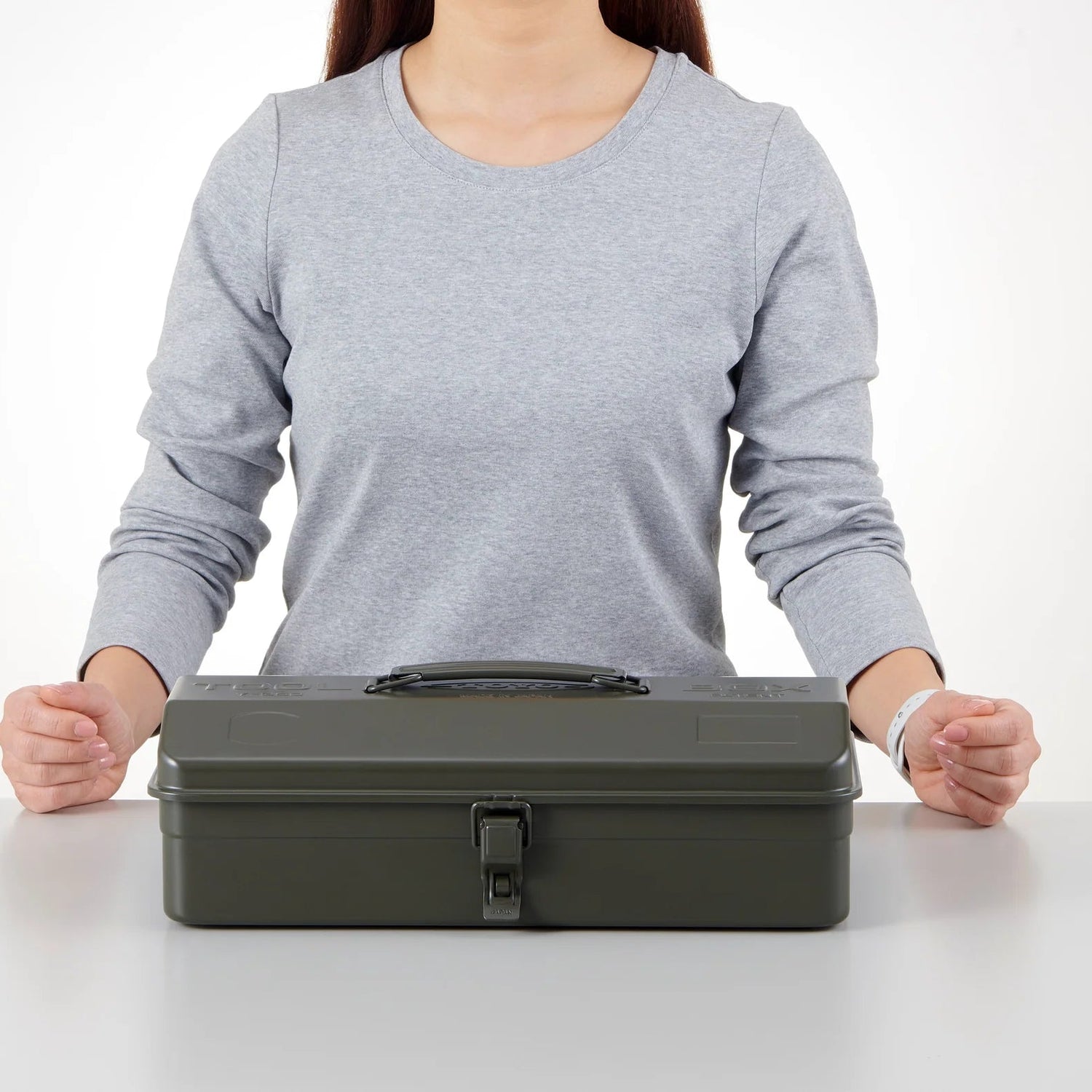 TOYO Camber-top Toolbox Y-350 MG (Moss green) - Tool Bags Boxes and Rolls - Japanese Tools Australia