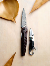 Traditional Japanese Damascus Folding Pocket Knife - Cocobolo Wood Handle - Pocket Knives - Japanese Tools Australia