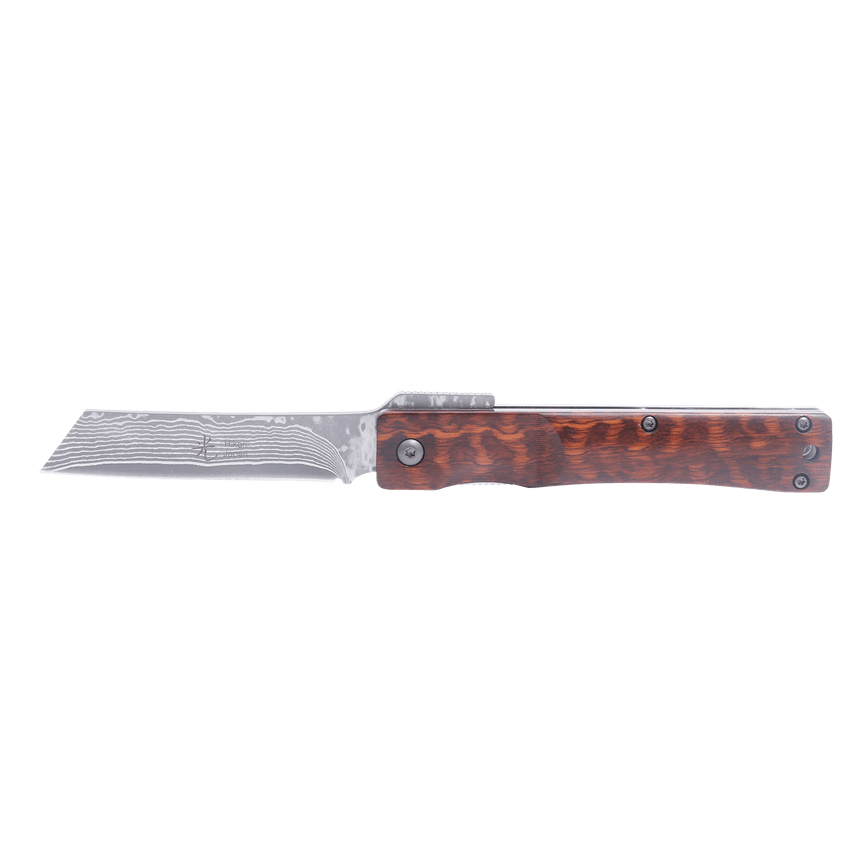 Traditional Japanese Damascus Folding Pocket Knife - Snakewood Handle - Pocket Knives - Japanese Tools Australia