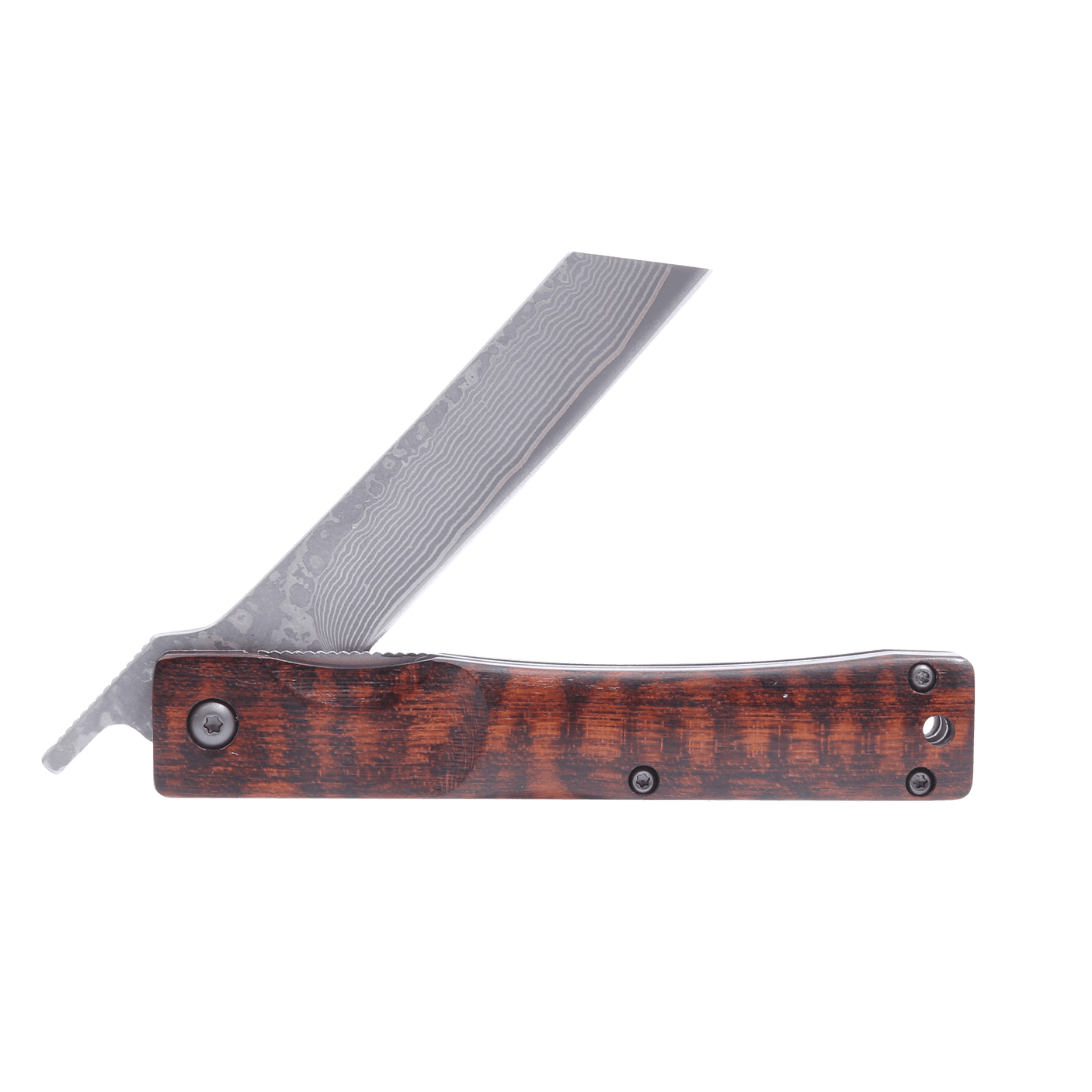 Traditional Japanese Damascus Folding Pocket Knife - Snakewood Handle - Pocket Knives - Japanese Tools Australia